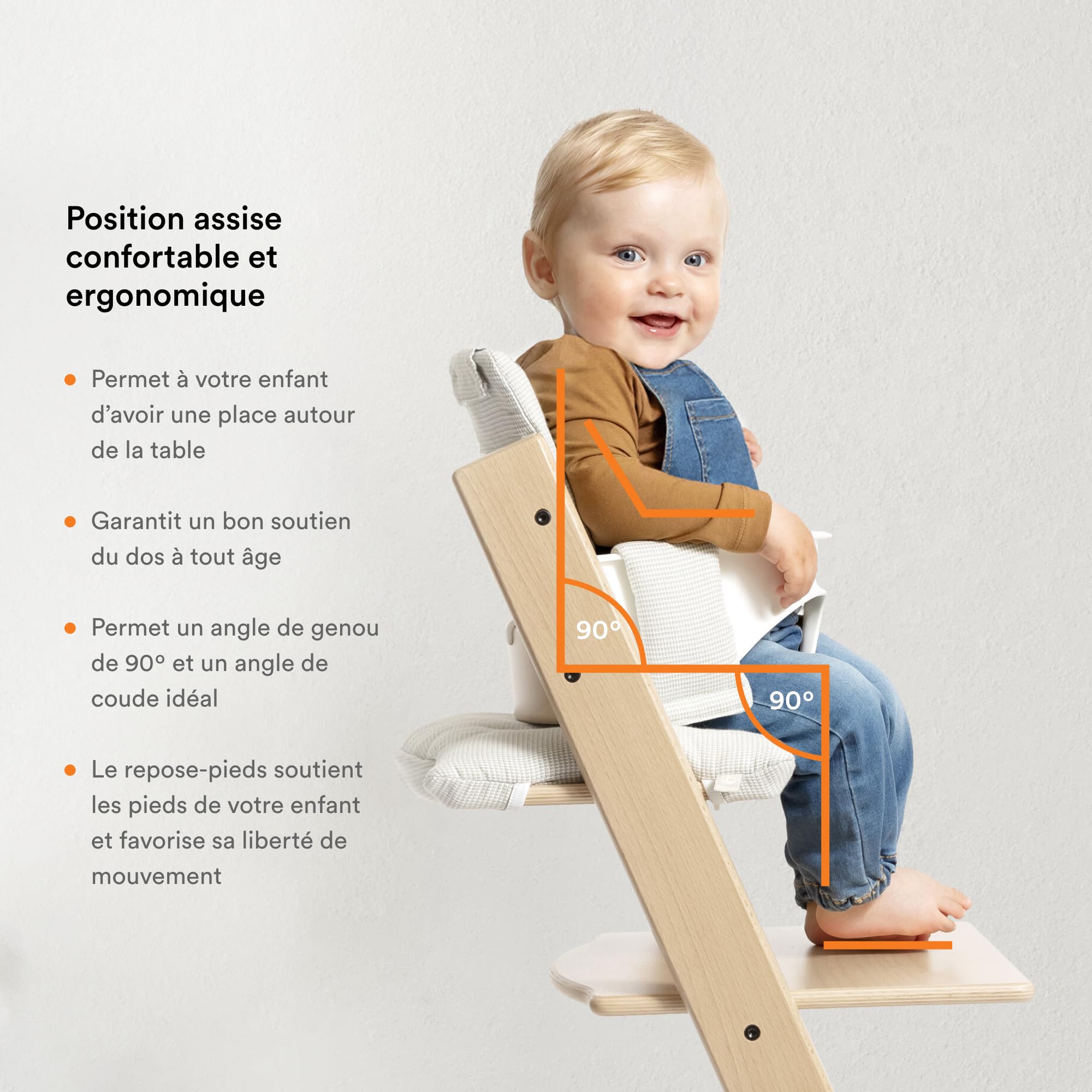 Chaise haute Tripp Trapp Stokke avec Baby Set, Blanc - Chaise évolutive et réglable, adaptable de la naissance à l’âge adulte - Pratique, confortable et ergonomique - Design classique