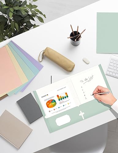 Miniatura 6 de SUNEE Carpetas con bolsillos, paquete de 25 y carpetas colgantes para archivar, paquete de 25 unidades, colores pastel, archivos coloridos para