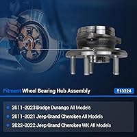 Vista 2 de Autoround 513324 Conjunto de rodamiento de cubo de rueda delantera para Jeep Grand Cherokee 2011-2019, Dodge Durango 2011-2020 5 lengüetas