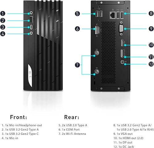 Miniatura 4 de MSI PRO DP20ZA (MFF), AMD Ryzen R5-5600G, Radeon Vega 7, memoria de 8 GB, SSD de 1 TB, Wifi 5, USB tipo C, negro, Windows 11 Pro 5M-234US