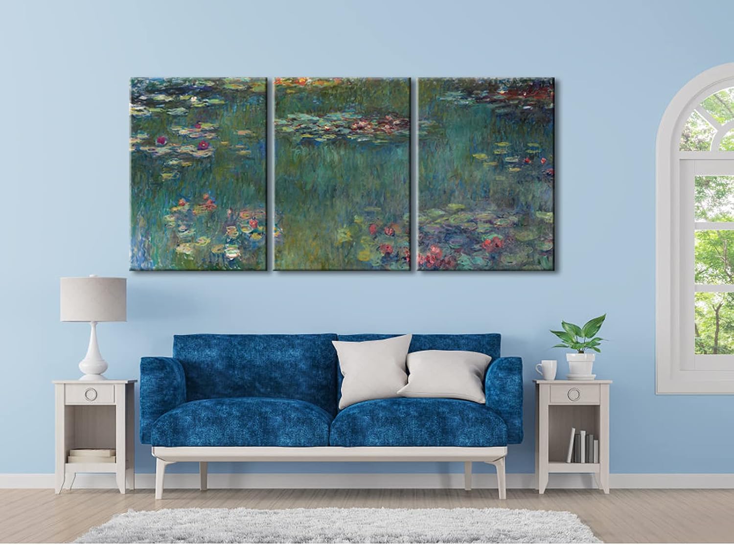 Wieco Art Water Lilies Canvas Prints of Claude Monet Famous Paintings for Living Room Impressionistic Flower Room Wall Pictures for Bedroom Canvas Wall Art Decorations