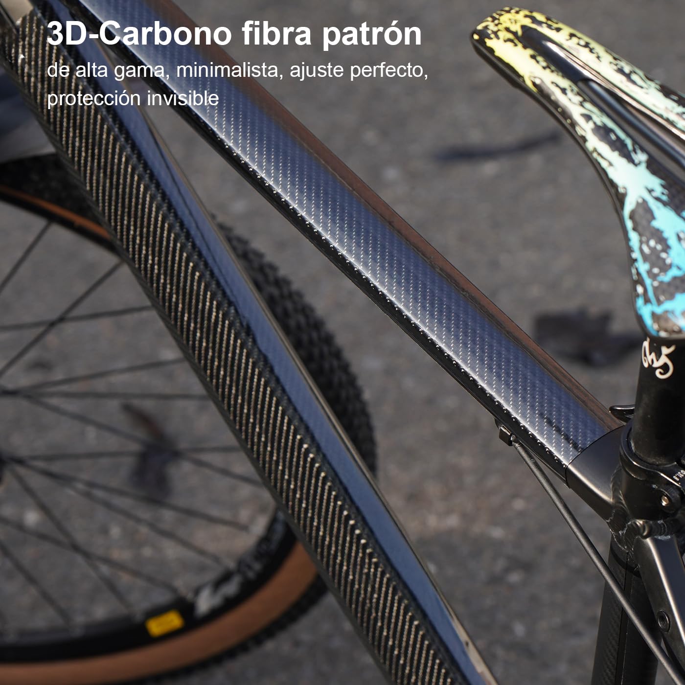 Protecteur de cadre de vélo/VTT, film protecteur pour vélo, voiture, voiture, moto, électrique, ebike, BMX, enduro, route, autocollants de protection cadre, carbone translucide.