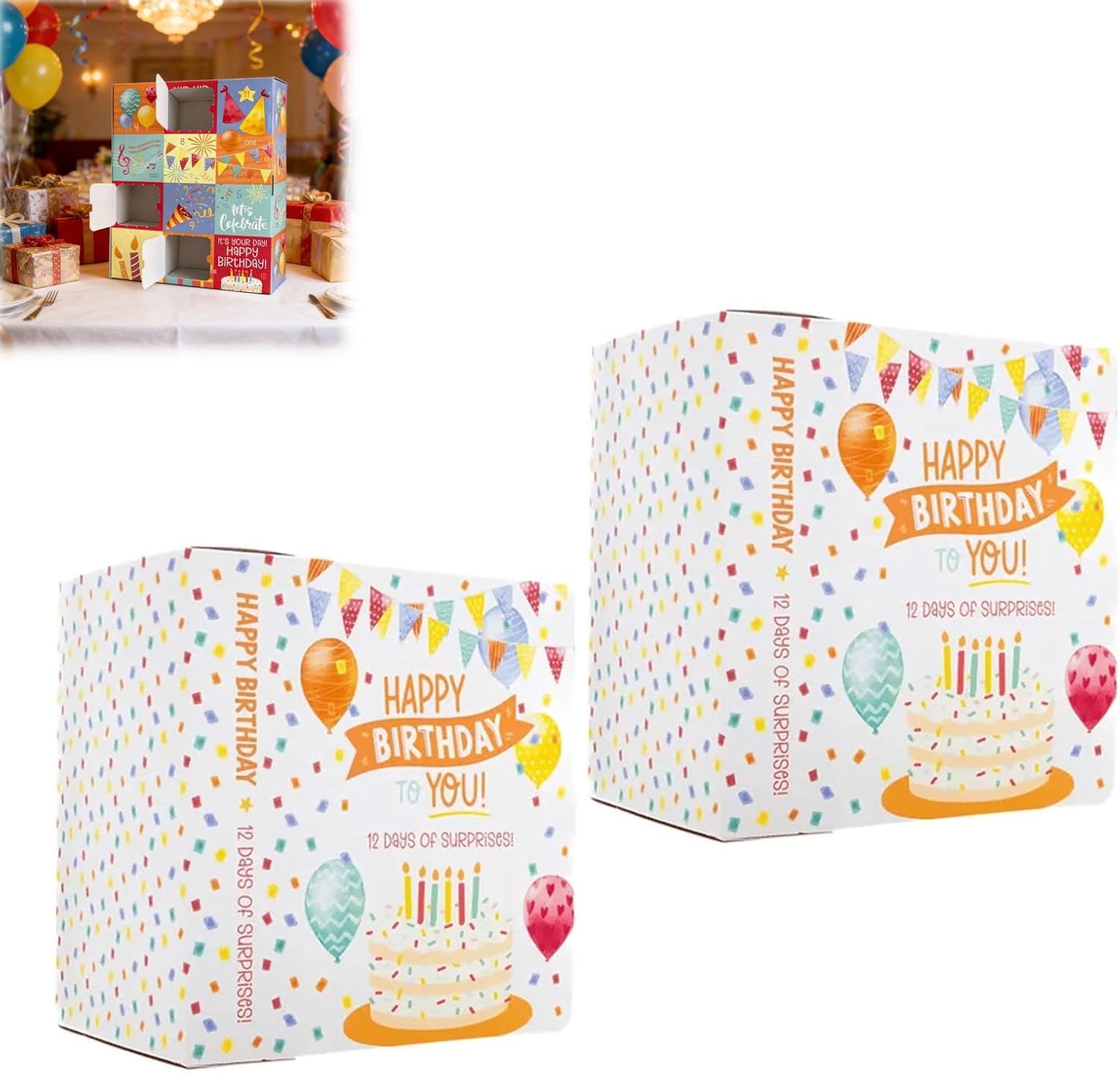 12 Day Birthday Countdown Calendar, Fillable Birthday Arrival Advent Calendar with Raffia Packaging, DIY Fill Your Own Countdown Box for Home Celebration Daily Surprise Intimate Gathering Use (2)