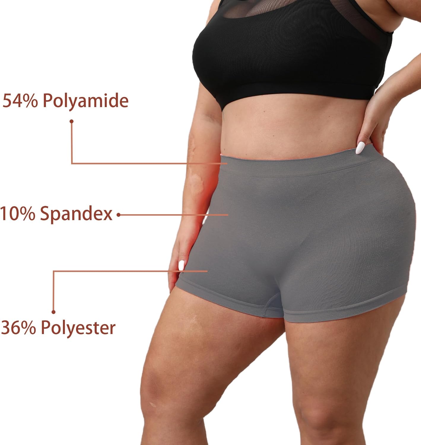 LALESTE Plus Size Boyshort Underwear for Women Soft Stretch Boxer Briefs Full Coverage Women's Boy Shorts Panties 5 Pack - Image 4