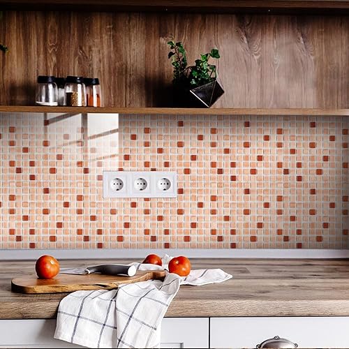Miniatura 2 de 10 hojas de azulejos impermeables para losetas en muro de cocina, estilo mosaico, azulejos autoadhesivos, azulejos de PVC, azulejos de pared de