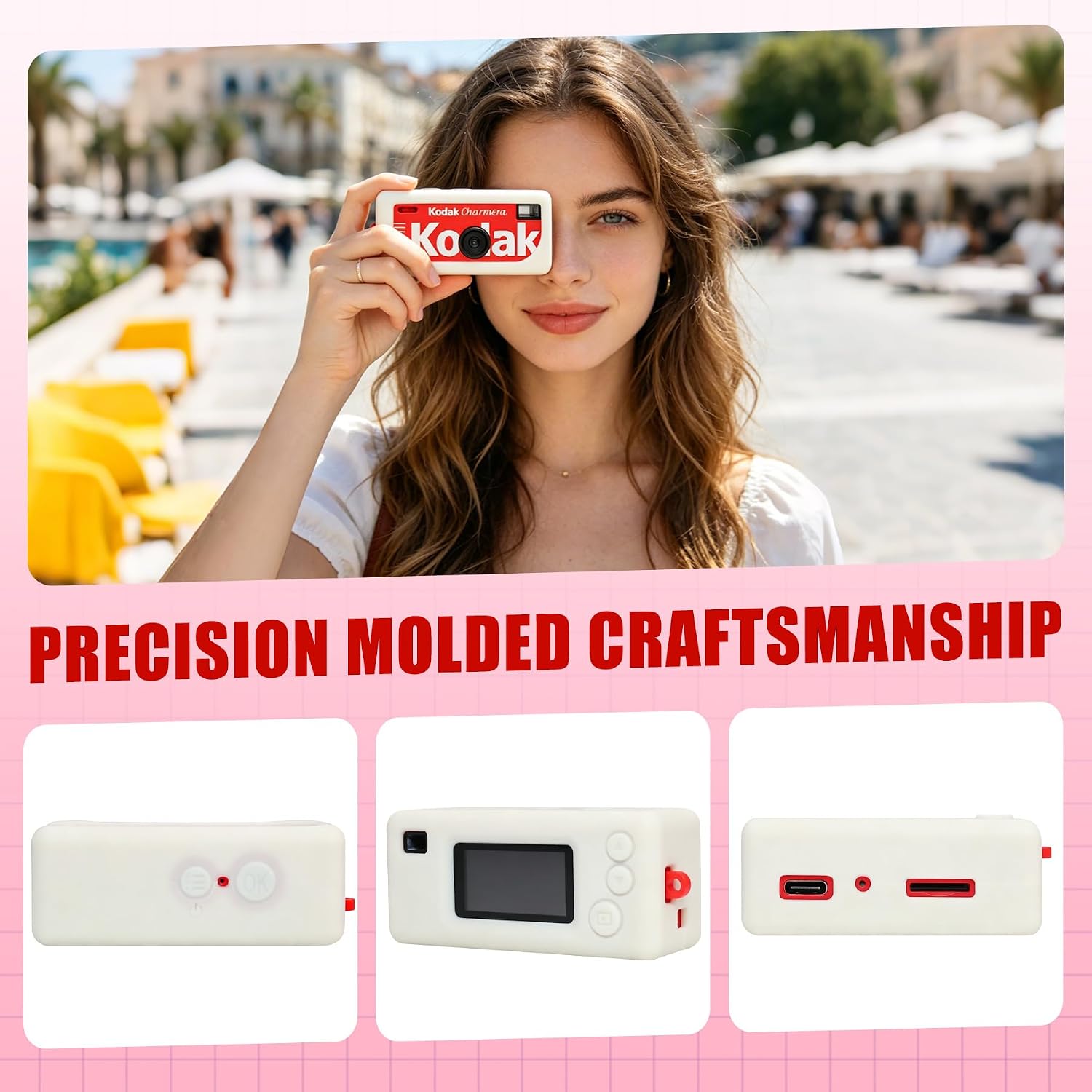 Case for KODAK CHARMERA Keychain Digital Camera, Mini Camera Digicam Soft Silicone Protective Case, for Beginners Teens and Adults, Misty White image 4