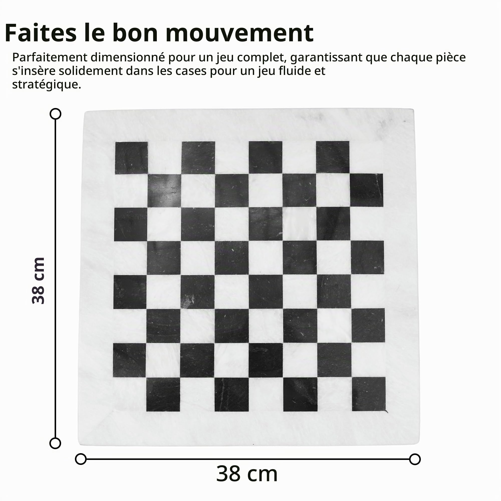 Radicaln Jeu d'échecs artisanal de 15 pouces en marbre blanc et noir | figurines faites à la main pour le jeu d'échecs Jeu d'échecs en marbre