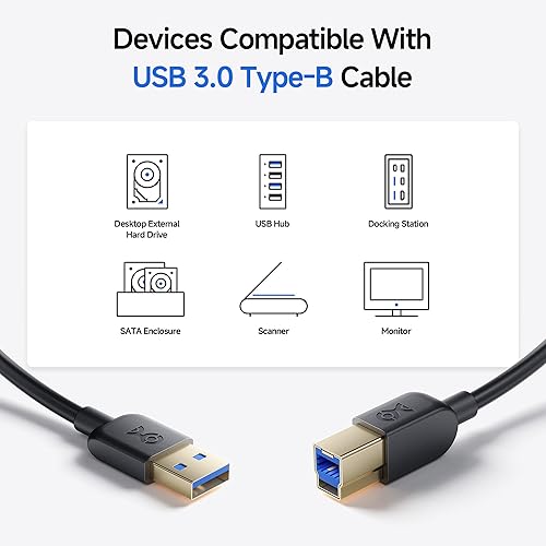 Miniatura 8 de Cable Matters cable USB 3.0 tipo A a B de máxima velocidad, Negro
