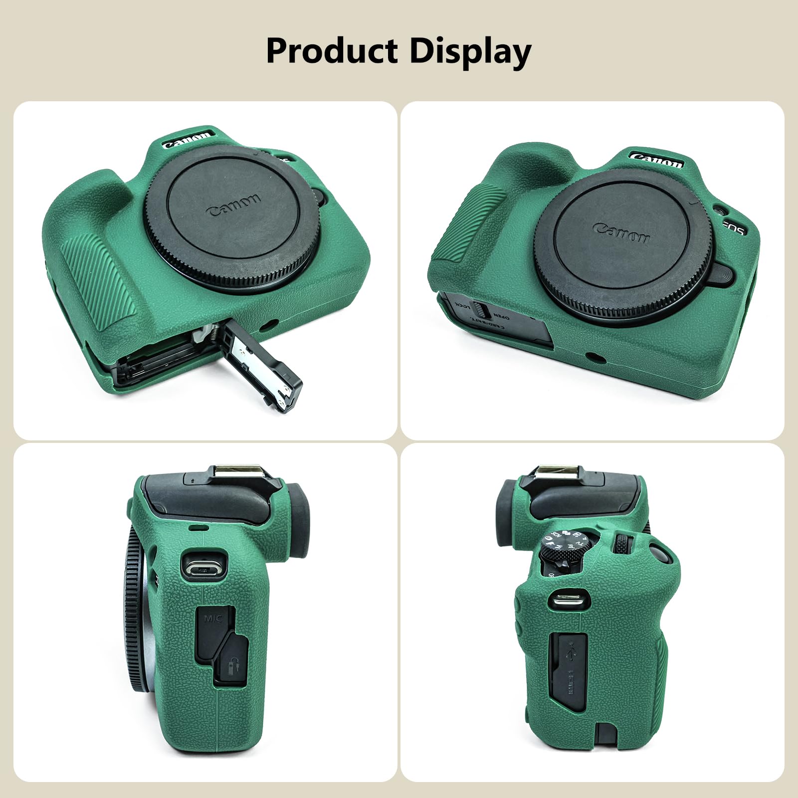 MUZIRI KINOKOO Canon EOS R100 etui, miękkie silikonowe etui ochronne do aparatu bezlusterkowego Canon EOS R100/EOSR100, odporne na zarysowania, smukłe etui silikonowe R100, zielone