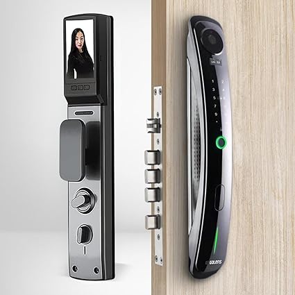 GOLENS X24 Smart Door Lock Digital Door Lock with Camera | Fingerprint | WiFi | Mobile App | PIN | RFID Card | Manual Key Access for Wooden Doors Smart Door Lock (2 Year Warranty), Alloy Steel