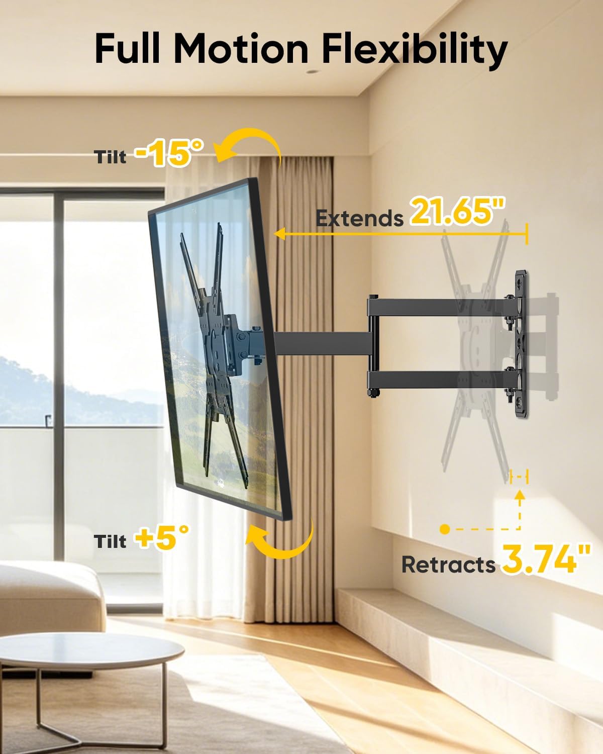 FORGING MOUNT TV Wall Mount for 26-65 inch TVs up to 88 lbs,Rotating Full Motion TV Wall Mount with Articulating Arms, Extension, Tilt, Swivel, Max VESA 400x400mm