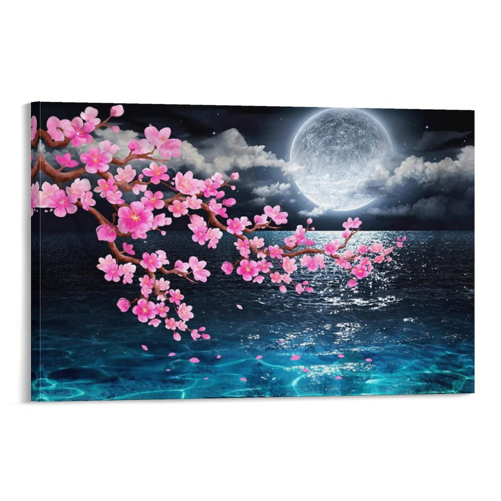 絵 絵画 アクリル画 木製パネル 夜空 月 星月猫☆アート「三日月」絵画F0 複製画 木製パネル貼り