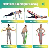 GYMERK Fitneszbandz szett 4 darab, 1,8-2M ellenállásos gumiszalag, jóga pilates edzéshez 6