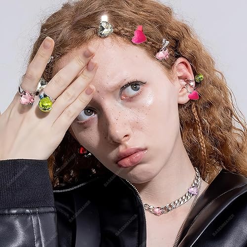 Miniatura 3 de BASEMMAHER 22 pinzas para el cabello con diamantes de imitación de corazón para el día de San Valentín, con purpurina en forma de corazón,