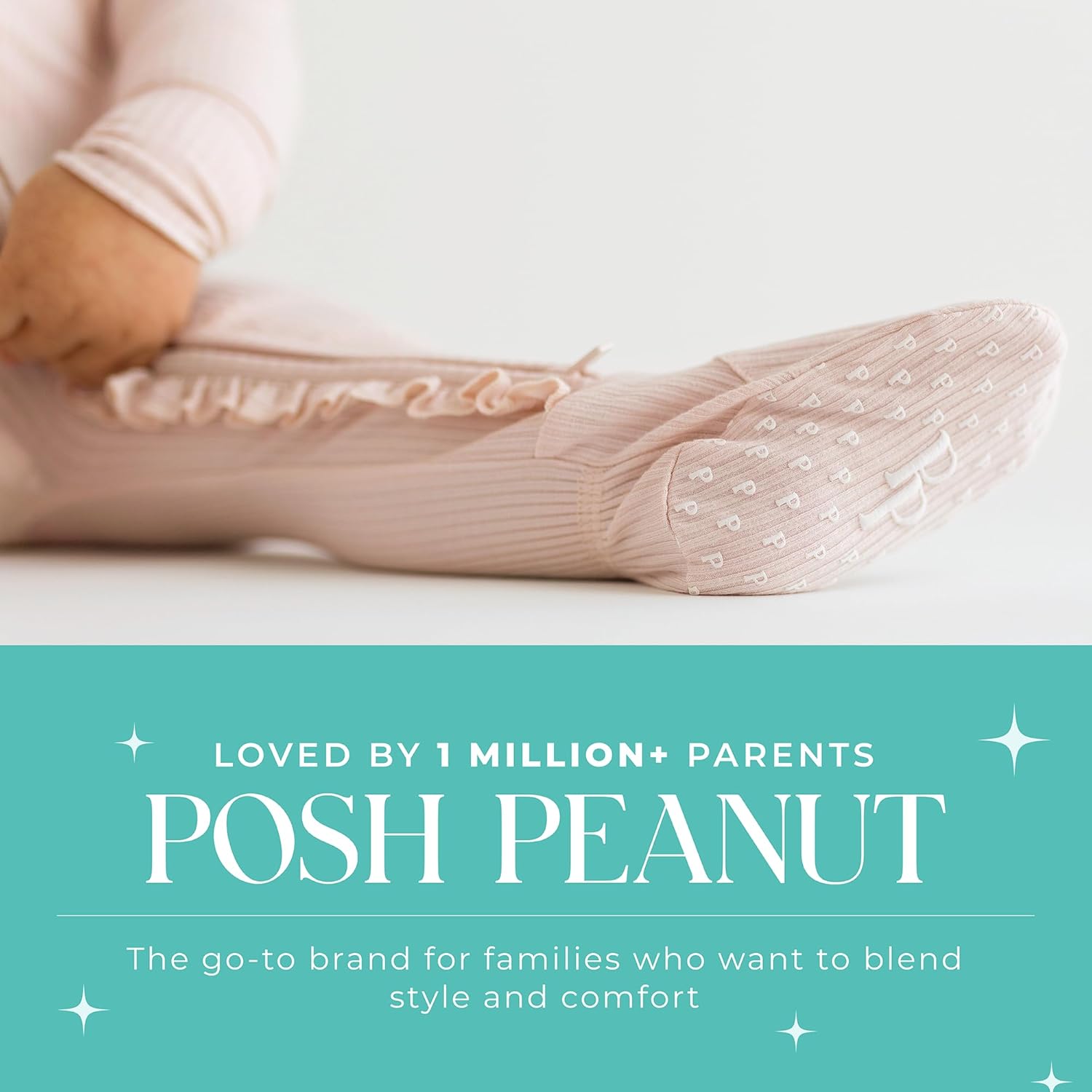 Posh Peanut Solid Ribbed - Sandy Blush - Footie Ruffled Zippered One Piece - 0-3 months - Image 5