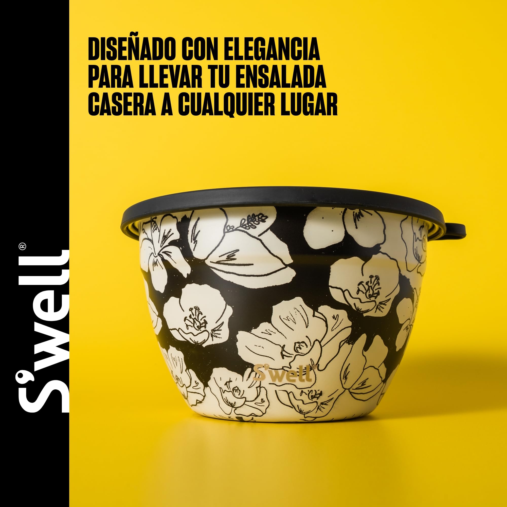 S'well Kit per insalatiera in acciaio inox, 1,9 litri, con contenitore per condimenti da 60 ml e vassoio rimovibile per l'organizzazione, a prova di perdite, facile da pulire, lavabile in