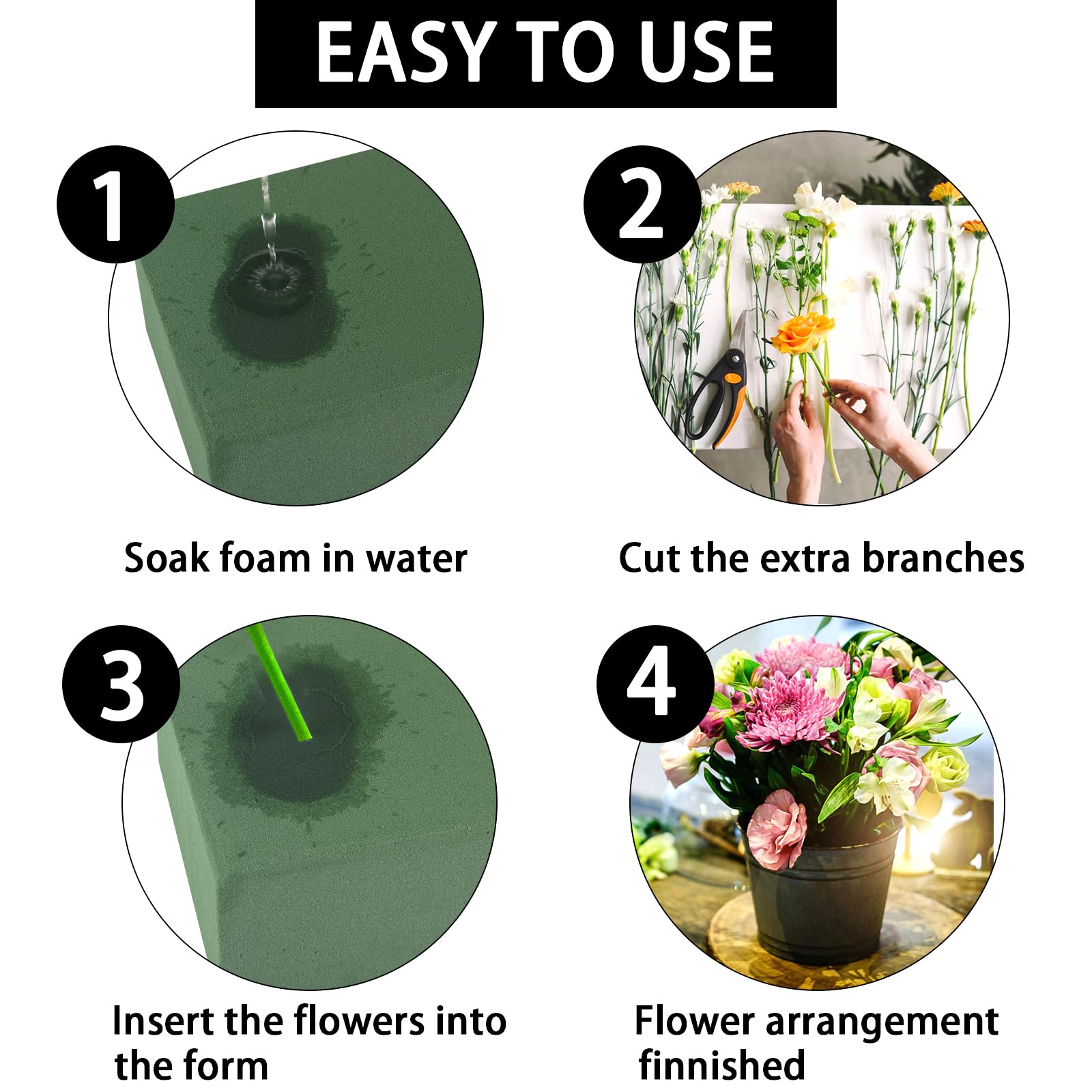 12 Blocchi Schiuma Per Fiori Freschi 22.8x10.9x7.4cm - Spugna Idratante Per Composizioni Floreali - Foto 8