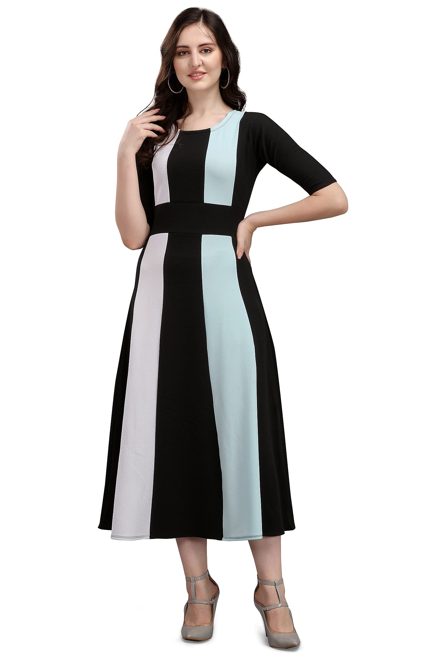 Purvaja Women's Corduroy Empire Waist Maxi Cocktail Dress (Lucy-028-Sb-Bl-M_Sky Blue