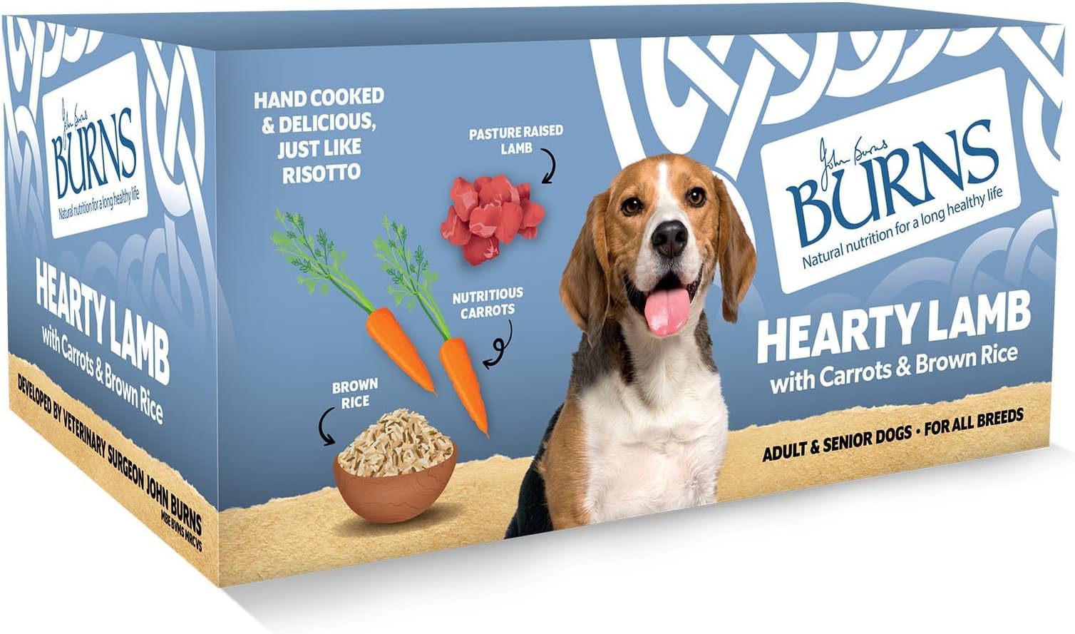 Burns Pet Natural Nutrition Adult & Senior Wet Dog Food Hearty Lamb, Carrots & Wholegrain Brown Rice 12 x 150g