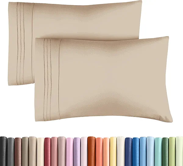 King Pillow Cases Set of 2 - Ultra Soft Hotel Quality Pillowcase Covers - Luxury Comfy Cozy Bedding for Women, Men, Kids & Teens - Machine Washable Pillow Protectors - 2 Pieces Set - King Size Cream