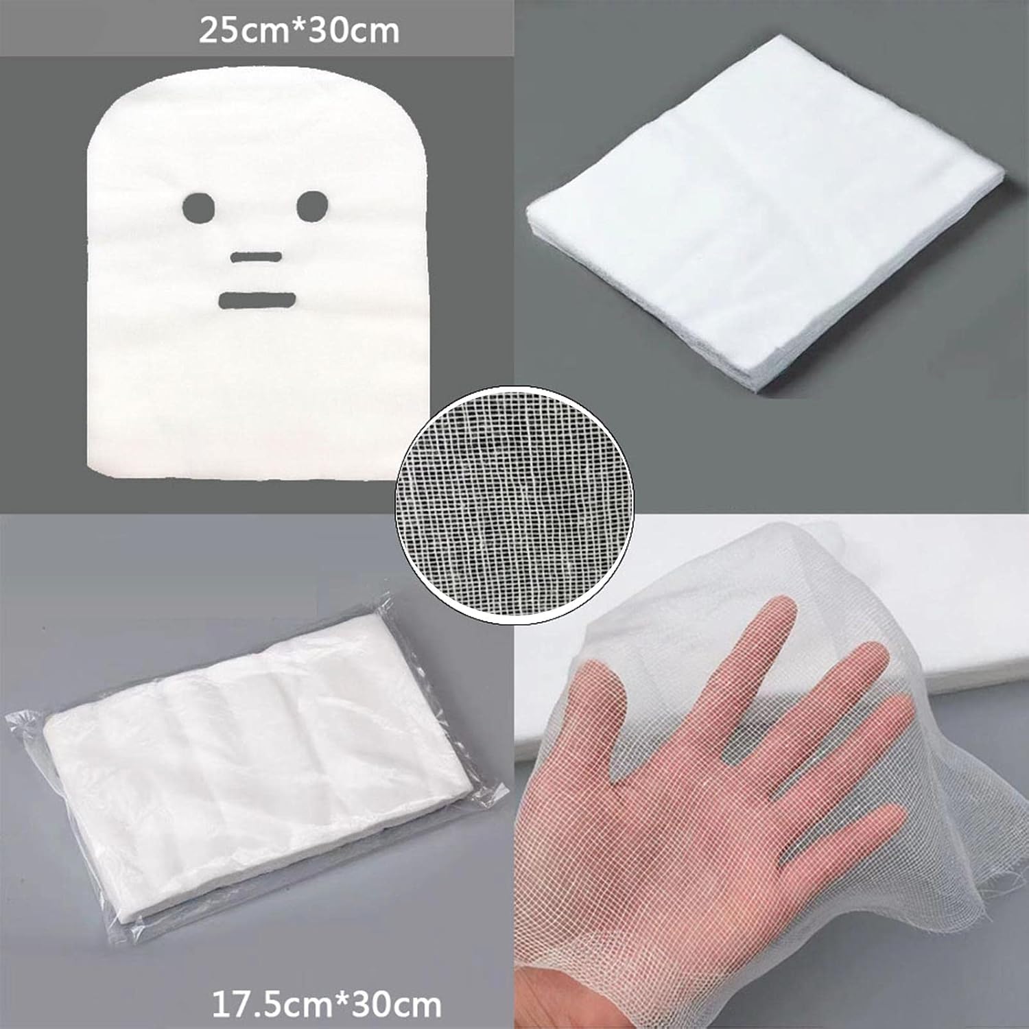 100-Piece Gauze Facial Mask for DIY Spa Treatment - Soft & Disposable Cotton, Perfect for Applying Beauty Fluids | Suitable for Salon & Home Use - 17.5x30cm image 4