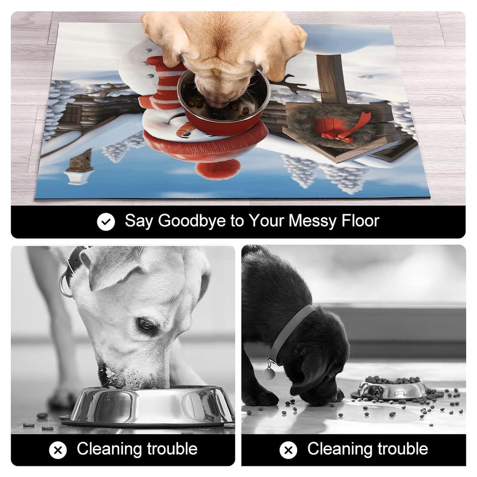 Sign Snowman Tapis de nourriture pour chat – Tapis d'alimentation antidérapant pour chien, facile à nettoyer pour la nourriture et l'eau, tapis de gamelle pour chien et chat 43,2 x 76,2 cm
