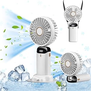 lanzoub 携帯扇風機 ハンディファン 充電式 2026最新 4in1機能搭載 20dB静音 5000mAh大容量 手持ち 5段階風量調節 強力 最大20時間動作 手持ち 卓上 首掛け 190g軽量 熱中症対策