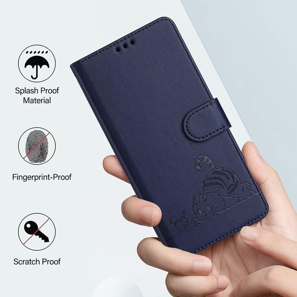 SEAHAI Cover In Pelle Con Portafoglio Per Motorola Moto E15 / MOTO G05 - Blu, Antiurto Con RFID E Supporto - 4