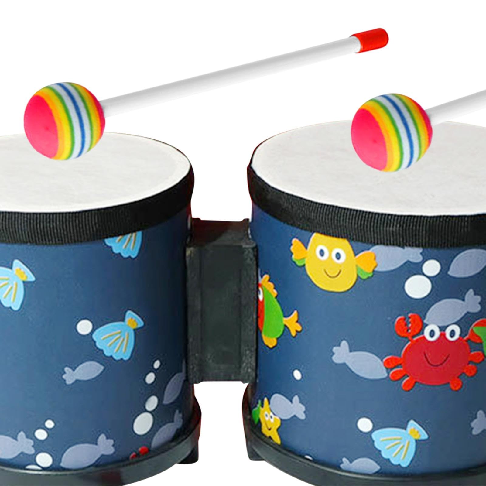 Bongo Drum Set Strumento Percussione Tamburo Musicale Ritmiche Legno Handmade Suono Portatile Adatto per Bambini Adulti Principianti Profession, oceano