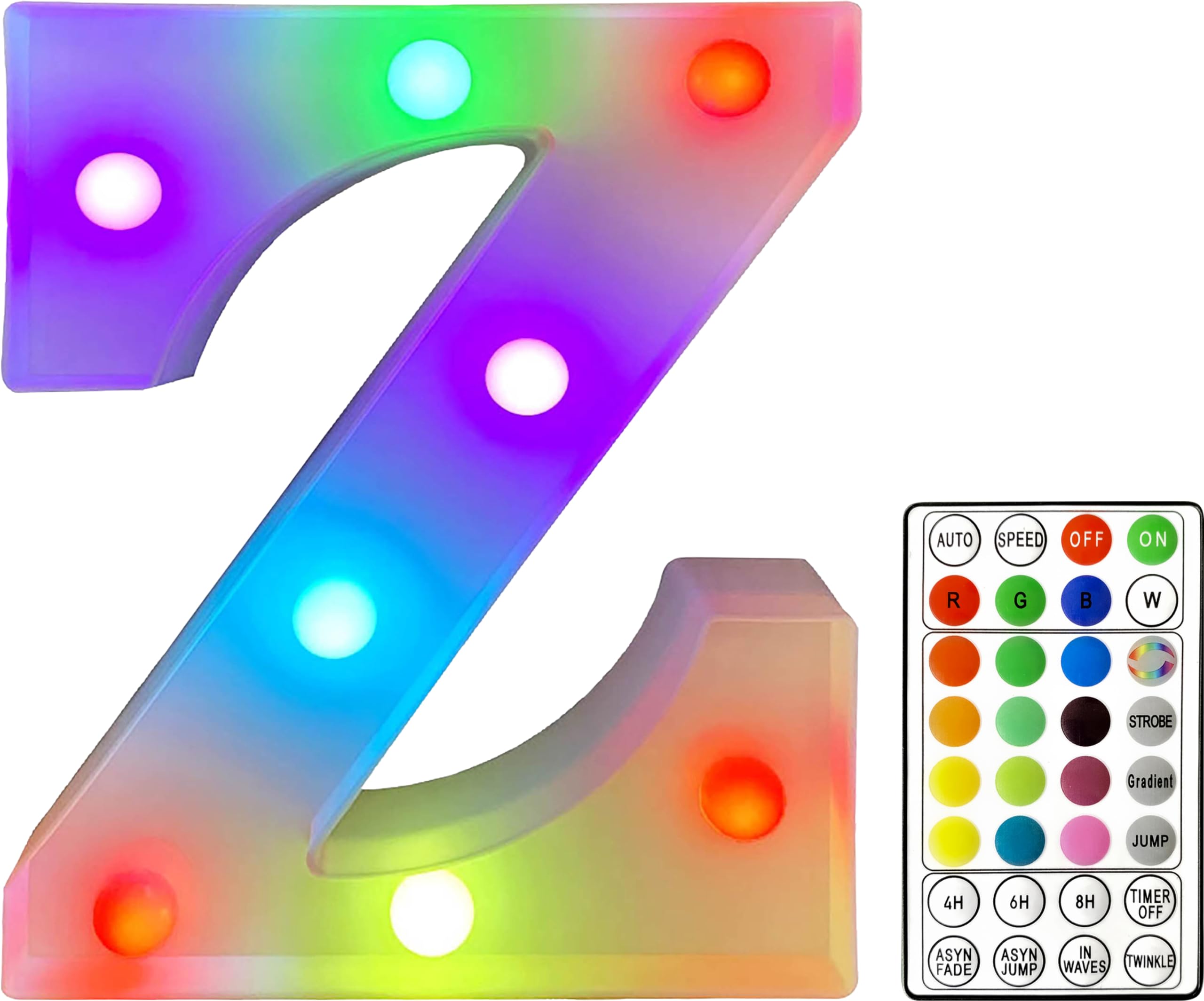 St Helens Home and Garden RGB Colourful Light Up Letter Sign with Remote Control Battery Operated for Parties, Weddings, Celebrations, Bedrooms, Battery Operated. Letter Z