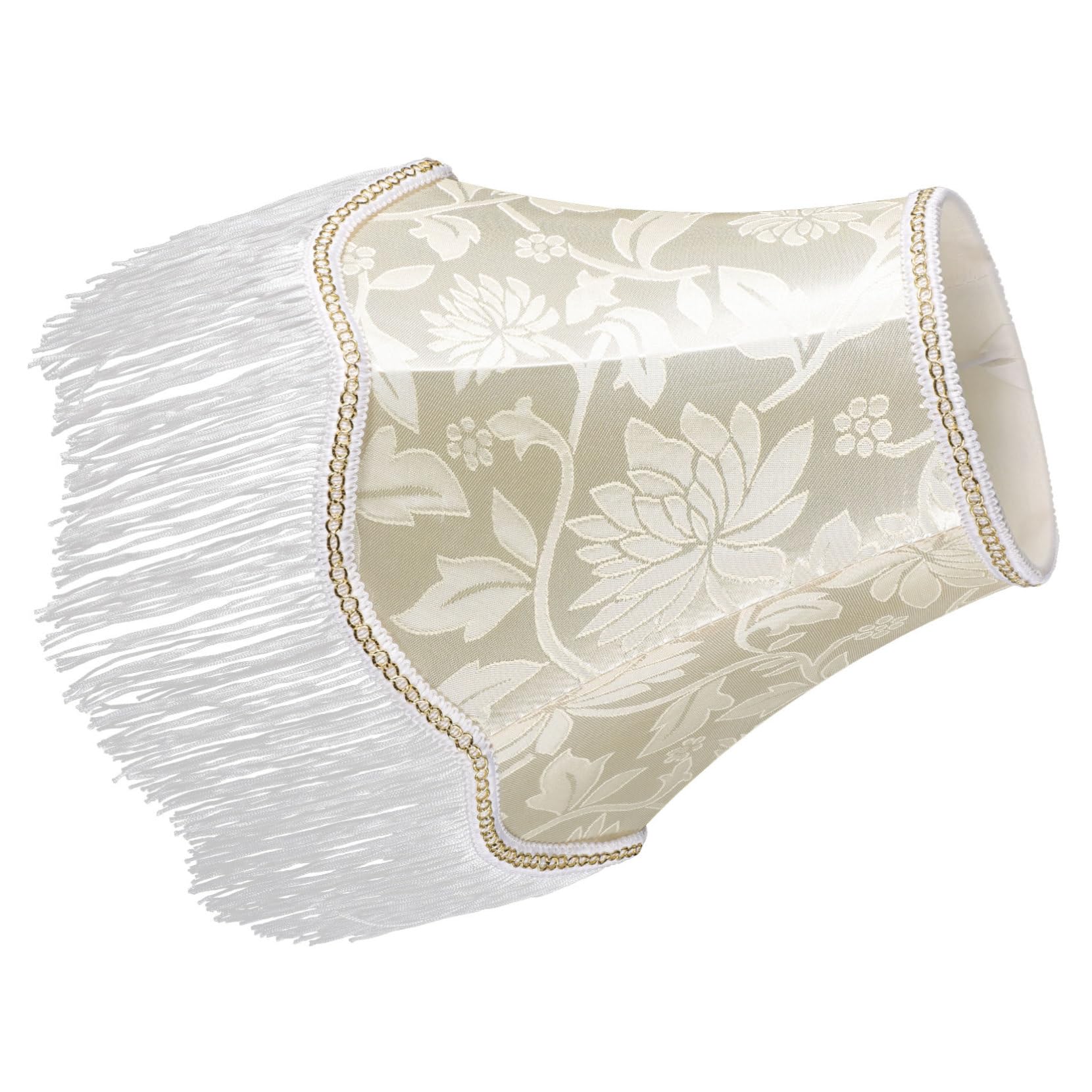 WOONEKY Fringe Fabric Lampshade with Tassels 13x25x19cm European Style Scalloped Table Lamp Shade for Bedroom and Living Room Decor