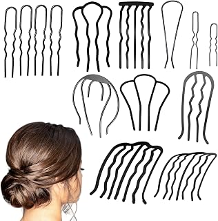 14 PCS Hair Fork Clips: U Shaped Hair Pins Alloy Black Hair Side Combs Hair Clip Stick, Vintage Hair Side Combs Hair Pins Stick for French Twist Hair, Hair Accessories for Women Girl