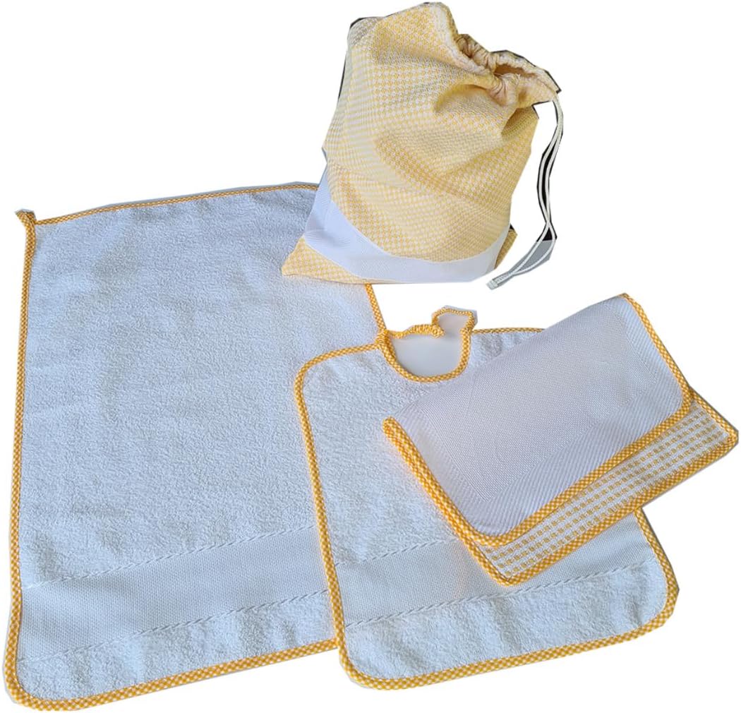 Confezione 5 Bavaglini In Spugna + Sacca + Salvietta OMAGGIO - Colori Assortiti, Cotone, Made In Italy - Foto 9