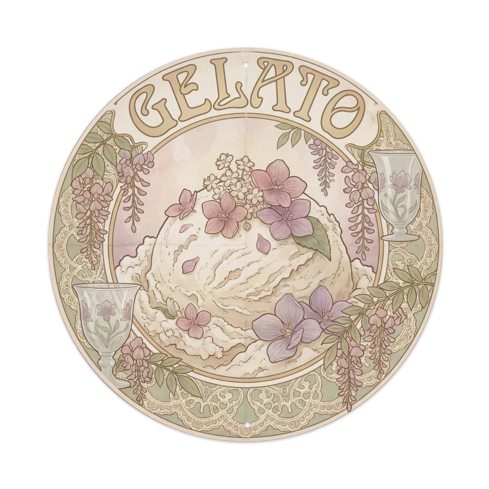 Yrnq 8X8inch Vintage Style Gelato Dessert Heritage Sweet Shop Culture Metal Tin Sign