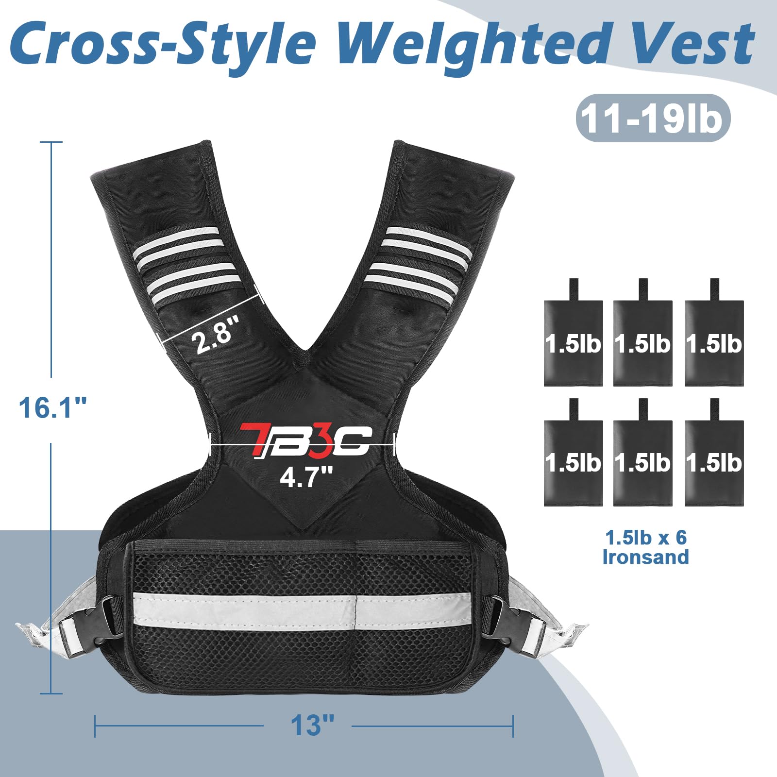 TB3C Weighted Vest Adjustable Body Weight Vest 4-10lb Vest Exercise Set for Endurance Exercises and Strength Training