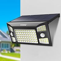 INTELAMP Luce Solare Led Esterno,1300LM Lampada Solare da Esterno con Sensore di Movimento,4000mAh