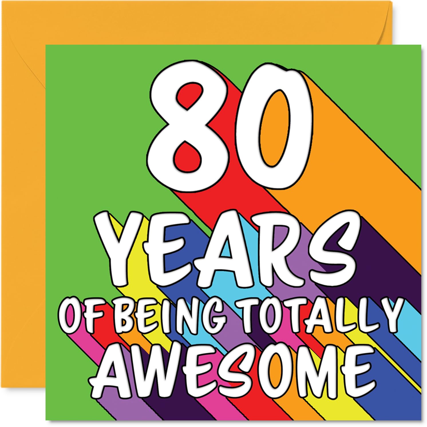 80th Birthday Cards for Women and Men, Rainbow Awesome