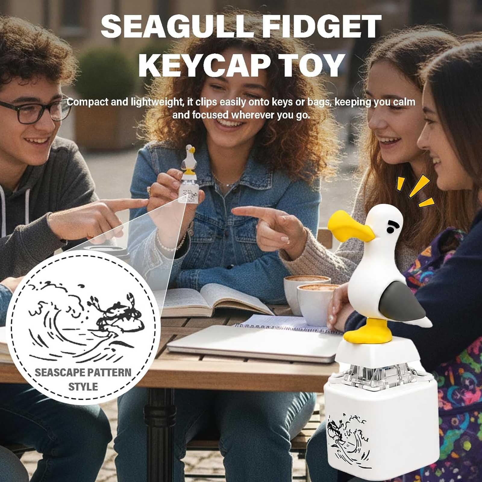 Portachiavi Gabbiano "Mine!", Gadget Fidget Ricaricabile con Suono Reale Luce LED, Interattivo Divertente per Scrivania (a6)