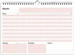 Calendário de rastreador de hábitos (não datado de 12 meses) com espiral e gancho, tamanho A4 (21 x 29,7 cm), diário semanal e mensal de rastreador de hábitos, diário de hábitos, calendário de hábitos, bloco de anotações planejador de rastreador de objetivos para produtividade pessoal e responsabilidade.