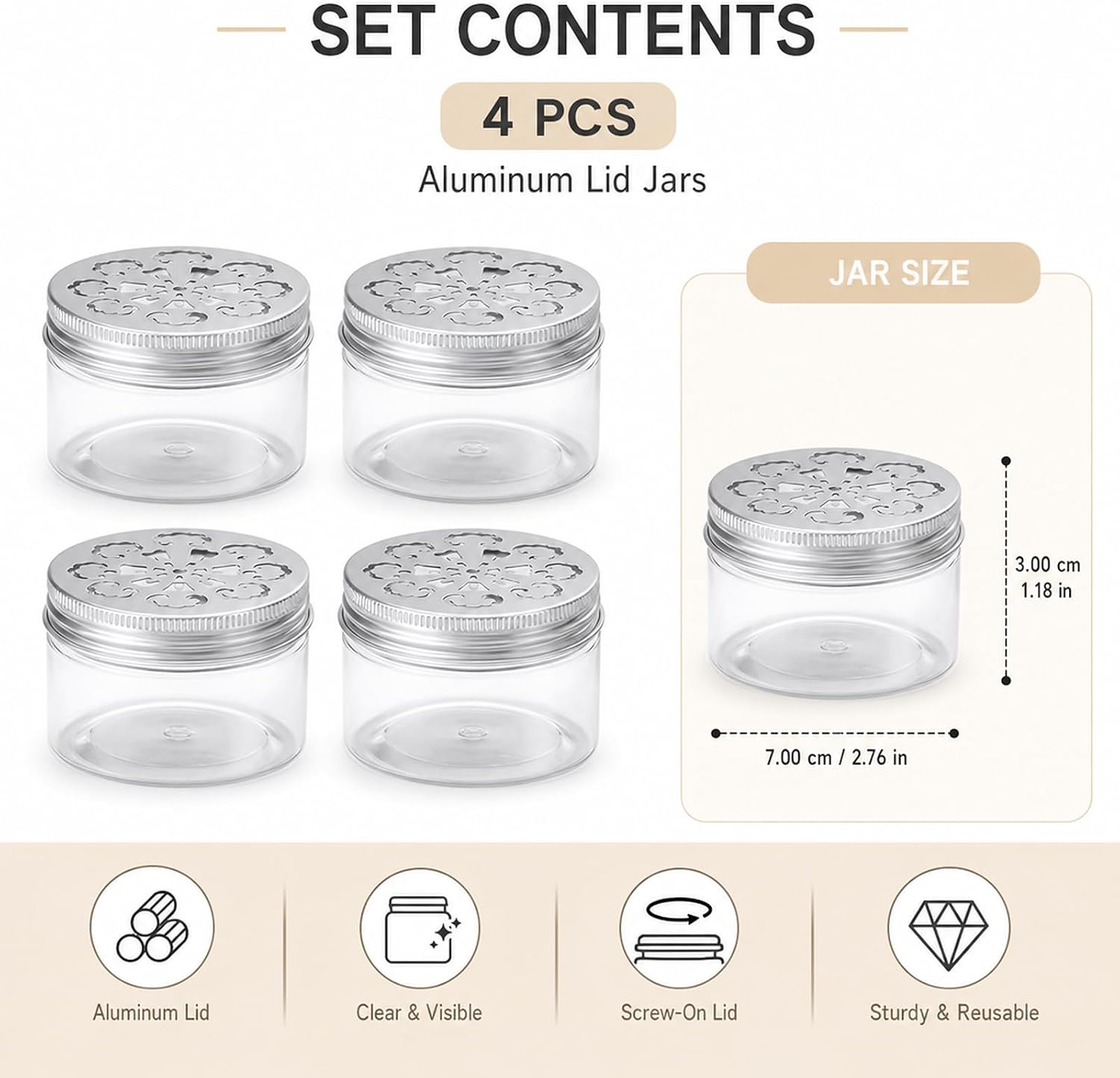 4PCS Scent Beads Container, Baking Soda Holder, Scent Beads Container for Storage