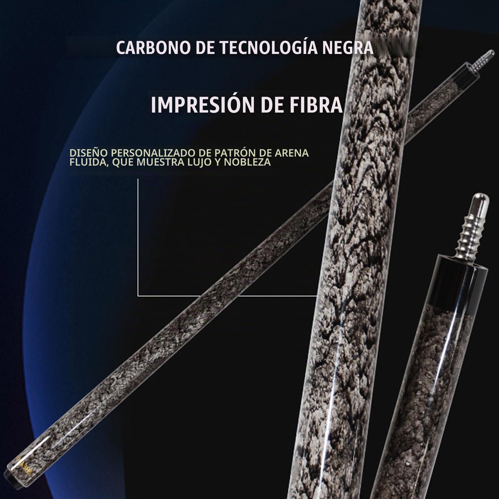 KHEALING - Cola de billar de fibra de carbono, 142 cm, punta de 12 mm, Carom Billiards - Cola profesional con Chalk y guantes