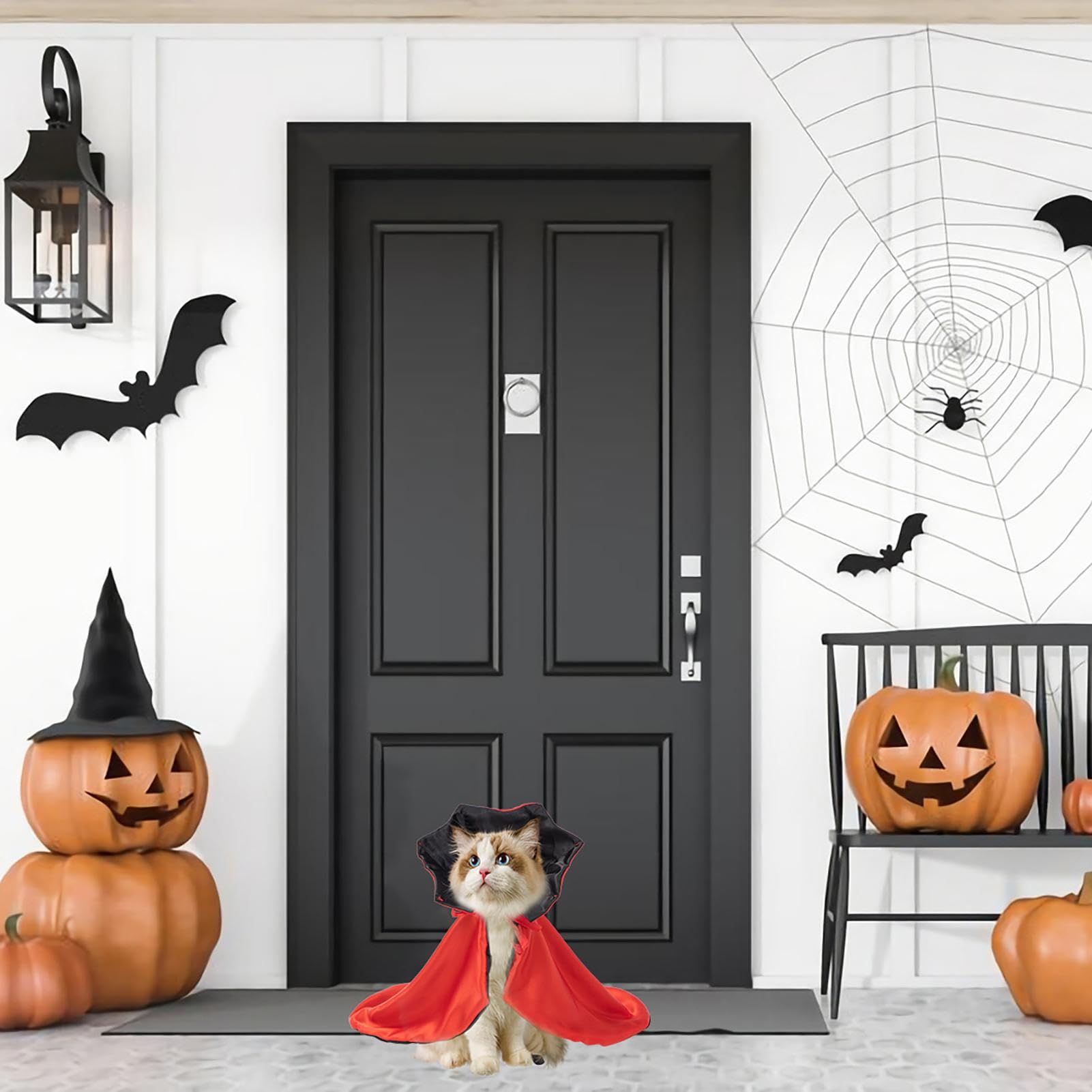 Halloween Vampir-Umhang Für Hunde – Rot/schwarz, Verstellbar, Für Kleine Bis Große Hunde, Leichtes Kostüm