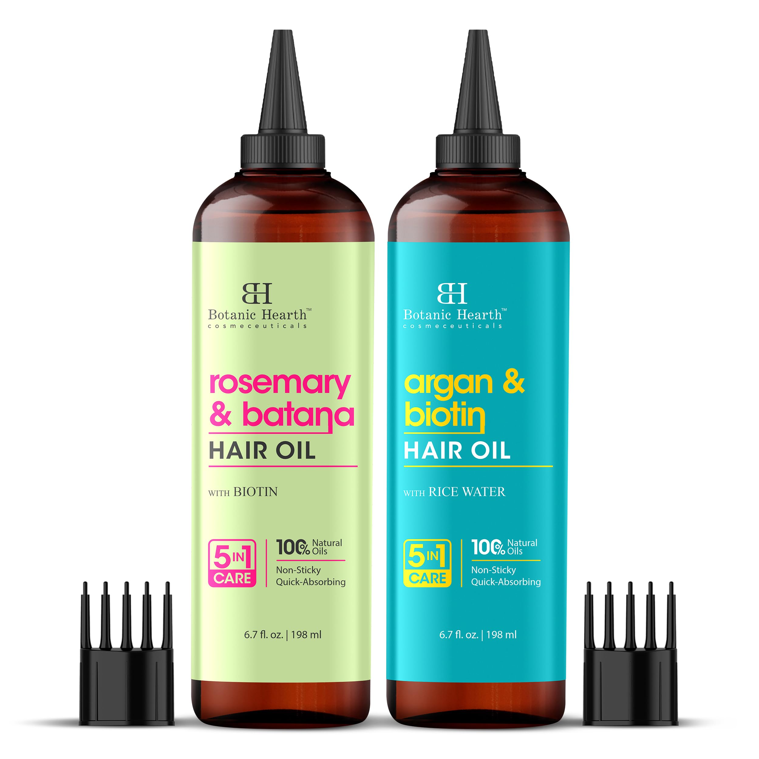 Botanic Hearth Argan & Biotin and Rosemary & Batana Combo Set Hair Oil 6.7 fl oz each