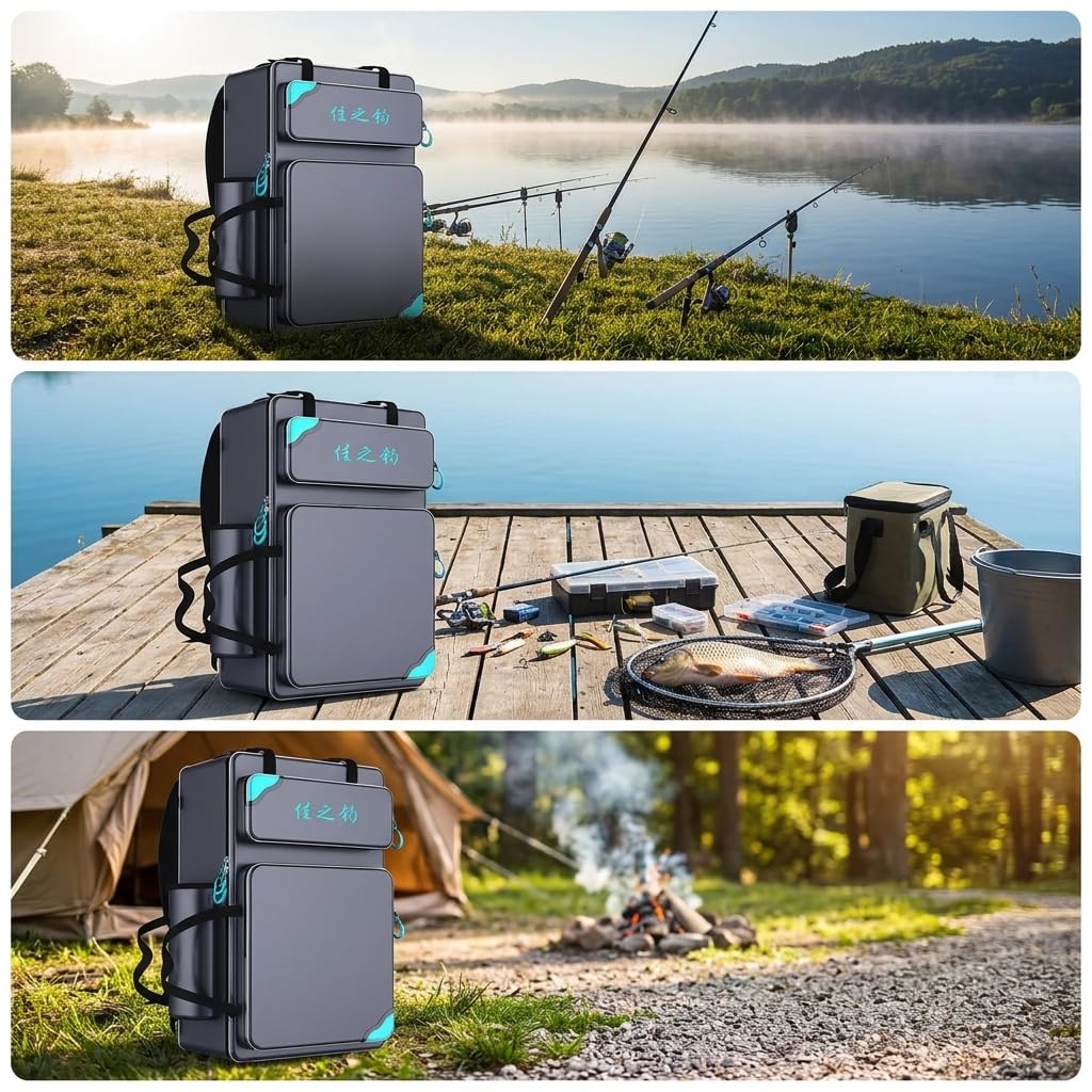 Zaino da Pesca Impermeabile e Borsa Porta Canne per Attrezzatura da Pesca, Rinforzato con Filo d'Acciaio, per lago, Borsa principale stile europeo 70cm, 70cm