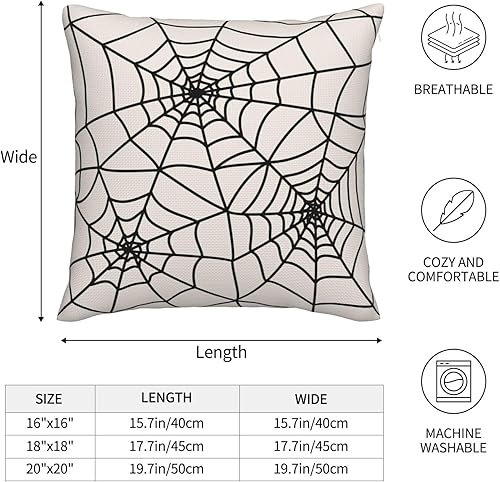 Miniatura 4 de Juego de 2 fundas de almohada de Halloween de 20 x 20 pulgadas, fundas cuadradas de lino decorativas de lino para el hogar, la cama o el sofá