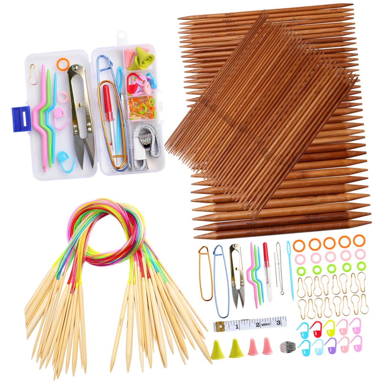 Lurrose Ferri Circolari da Maglia Set di Materiali per Ricamo Accessori per Maglieria Fai da Te Manici Ergonomici
