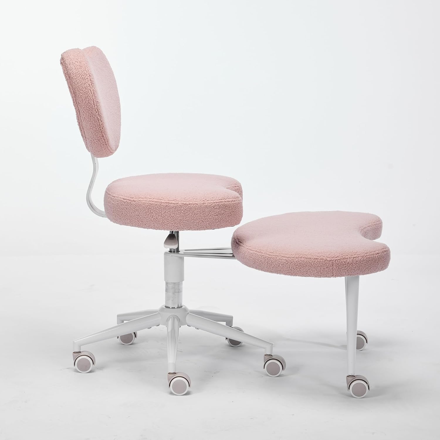 Ergonomic Cross Legged Kneeling Chair with Wheels and Backrest, 360° Swivel Meditation Chair Plus, ADHD Chair, Criss Cross Desk Chair with Lumbar Support, Flexible Design for Fidgety Sitters (Pink)