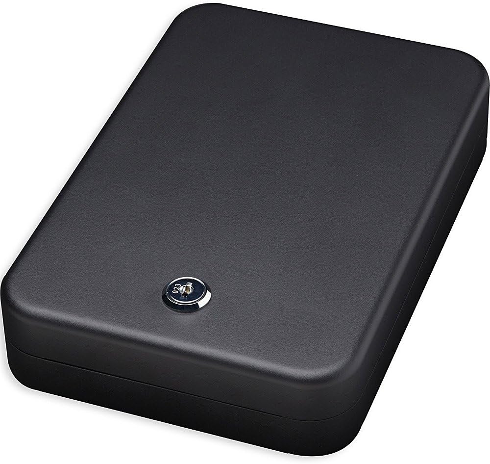 Bulldog Vaults Personal Safe with Key Lock and Security Cable, 9.5 x 6.5 x 1.8-Inch, Black