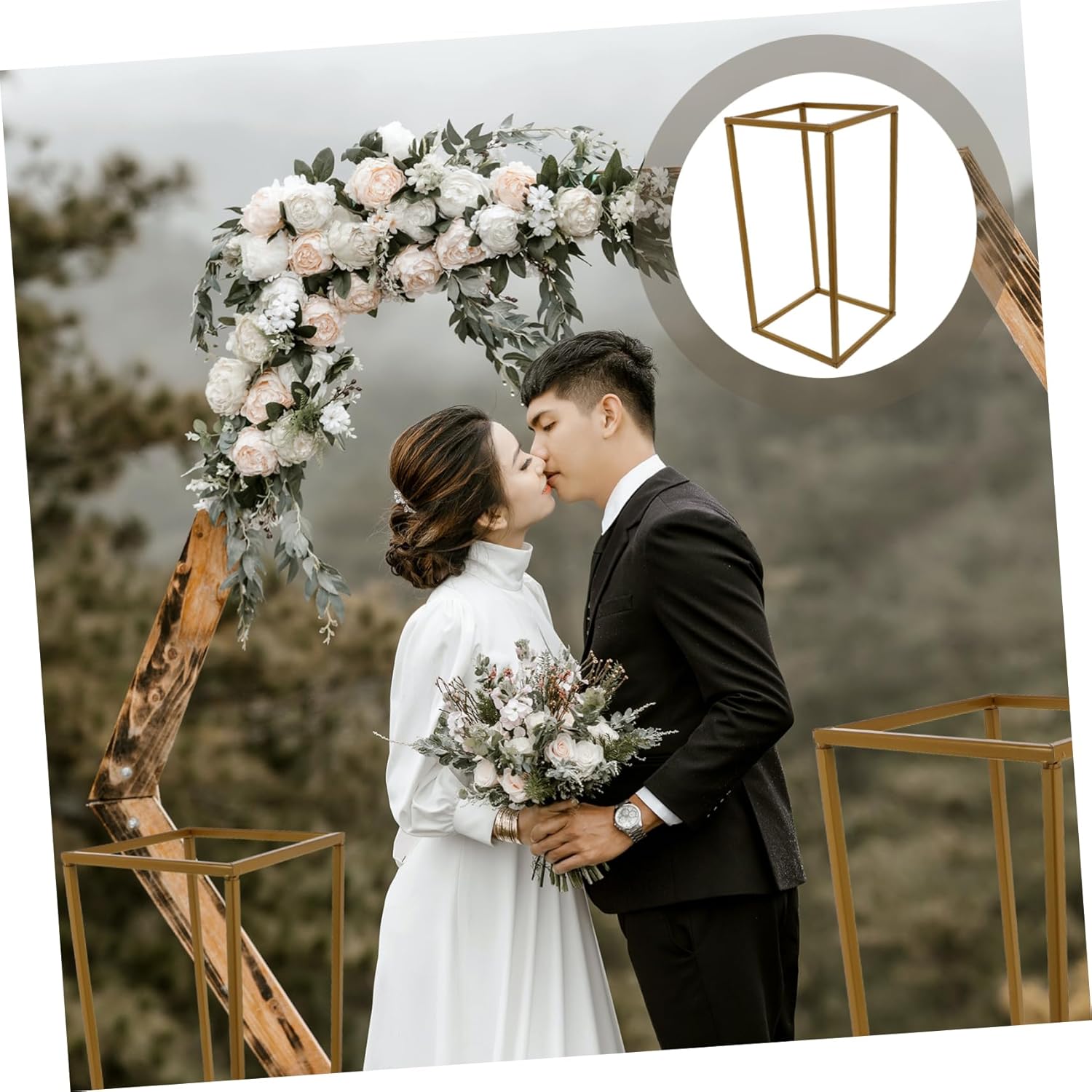 1pc Iron Art Wedding Decor Geometric Frame Centerpiece for Modern Wedding