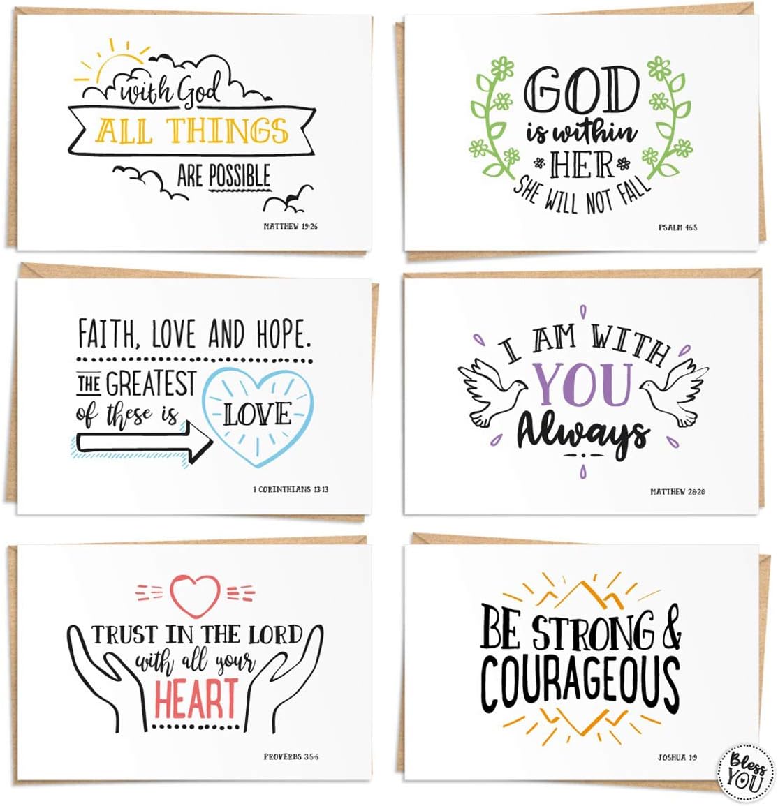 120 Pack Inspirational Cards – Christian Cards With Scripture Encouragement - Christian Greeting Cards - Envelopes and Labels Included